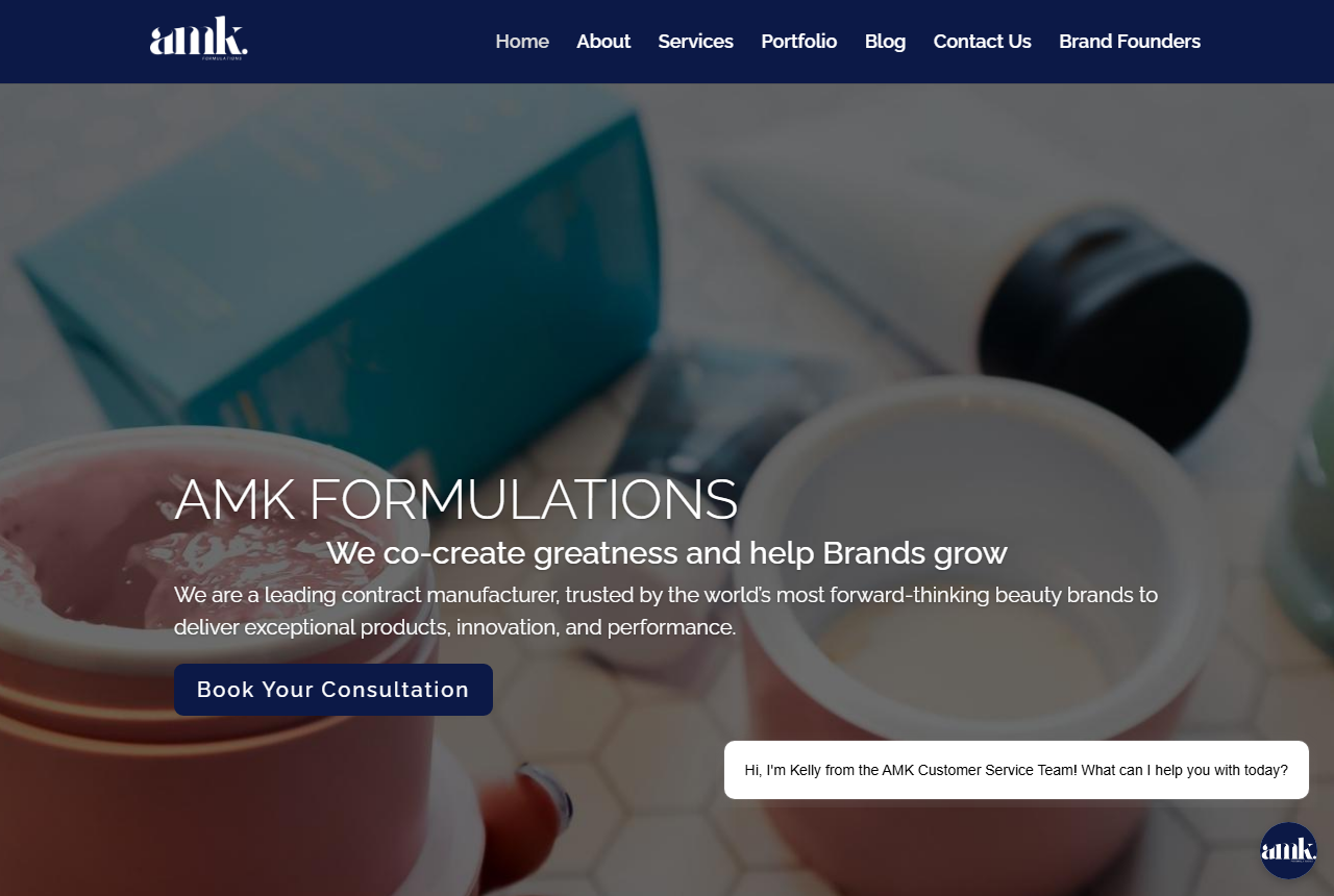 AMK Formulations official website screenshot