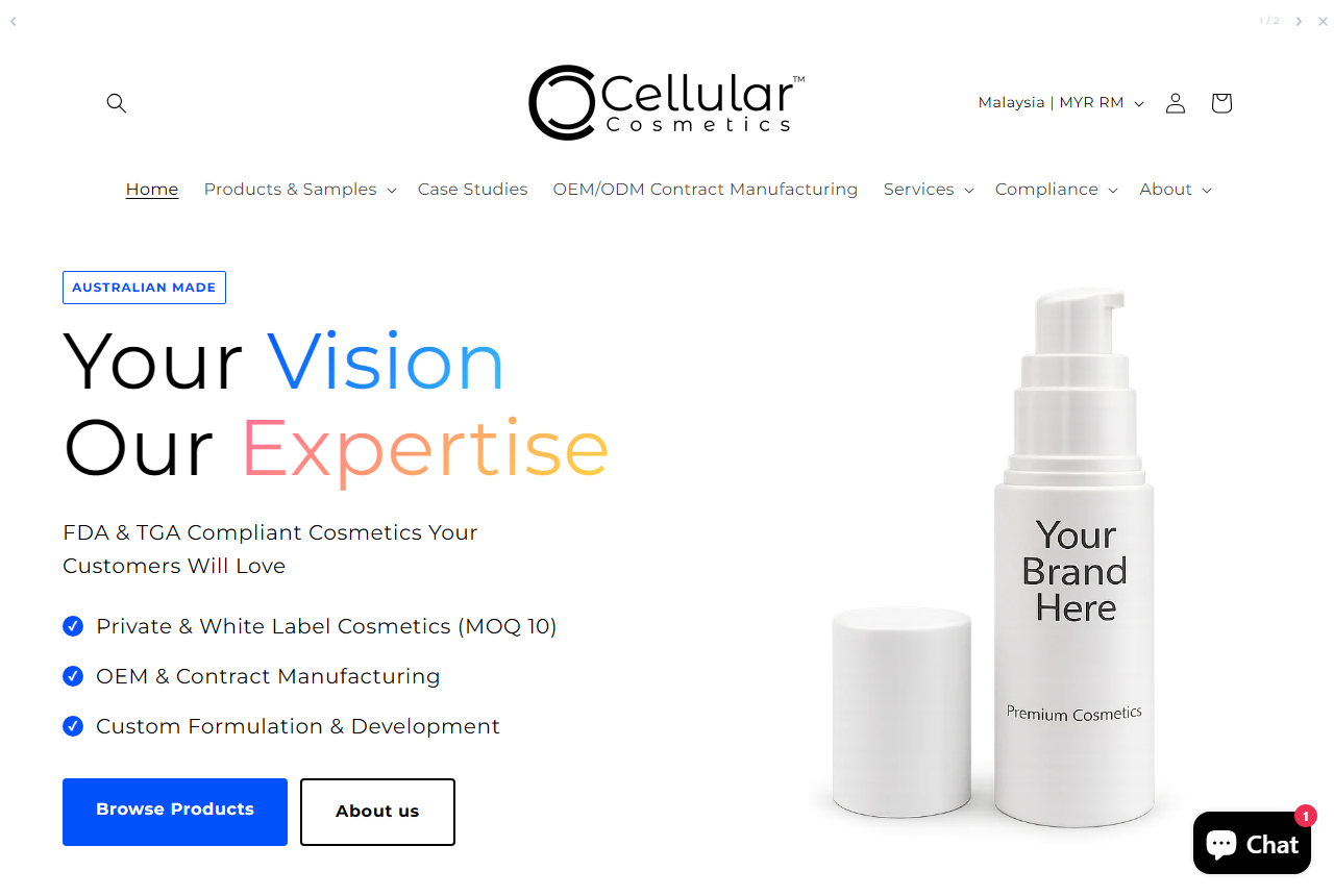 Cellular Cosmetics official website screenshot