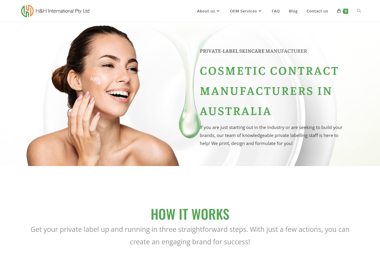 HandH Australia official website screenshot
