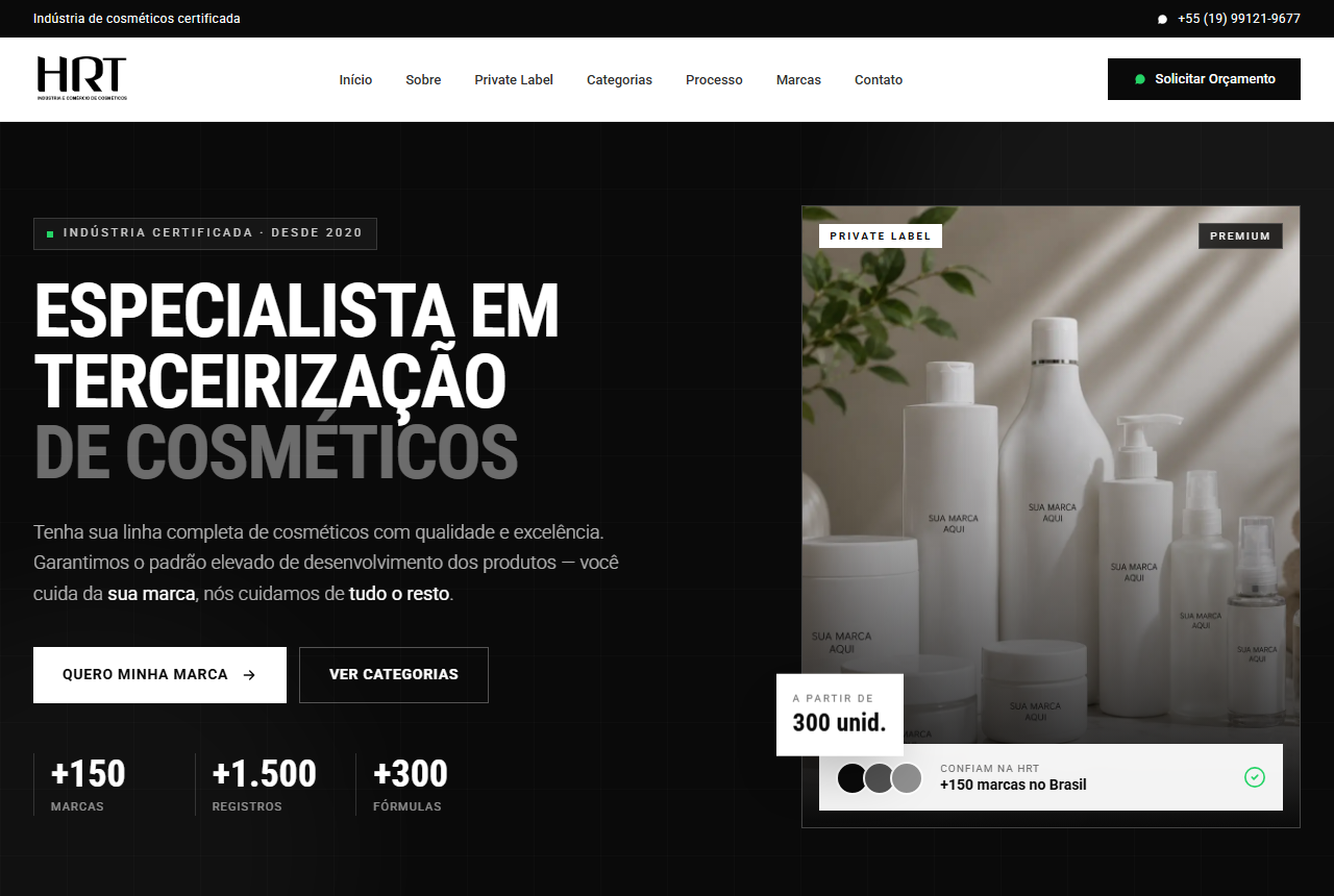 HRT Cosmeticos official website homepage