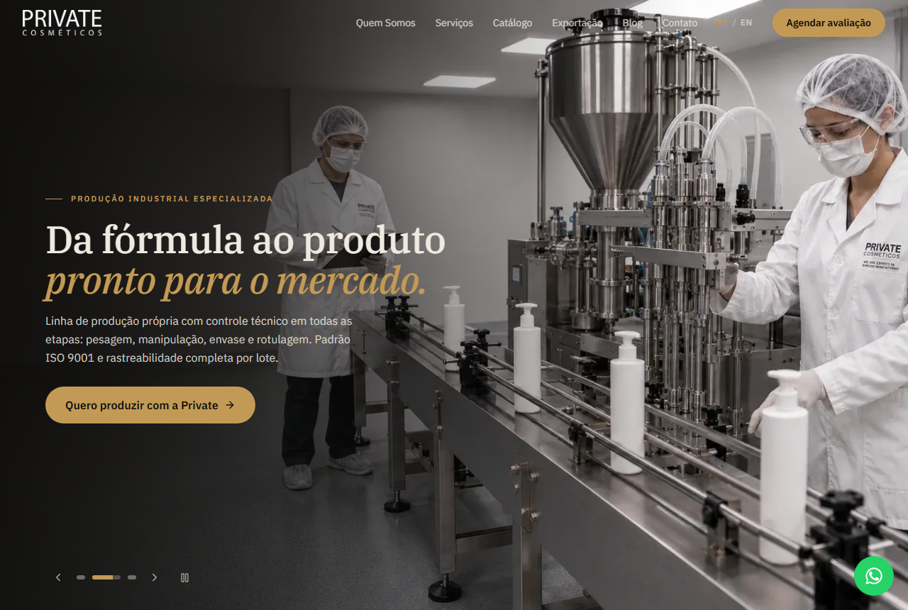 Private Cosmeticos official website homepage