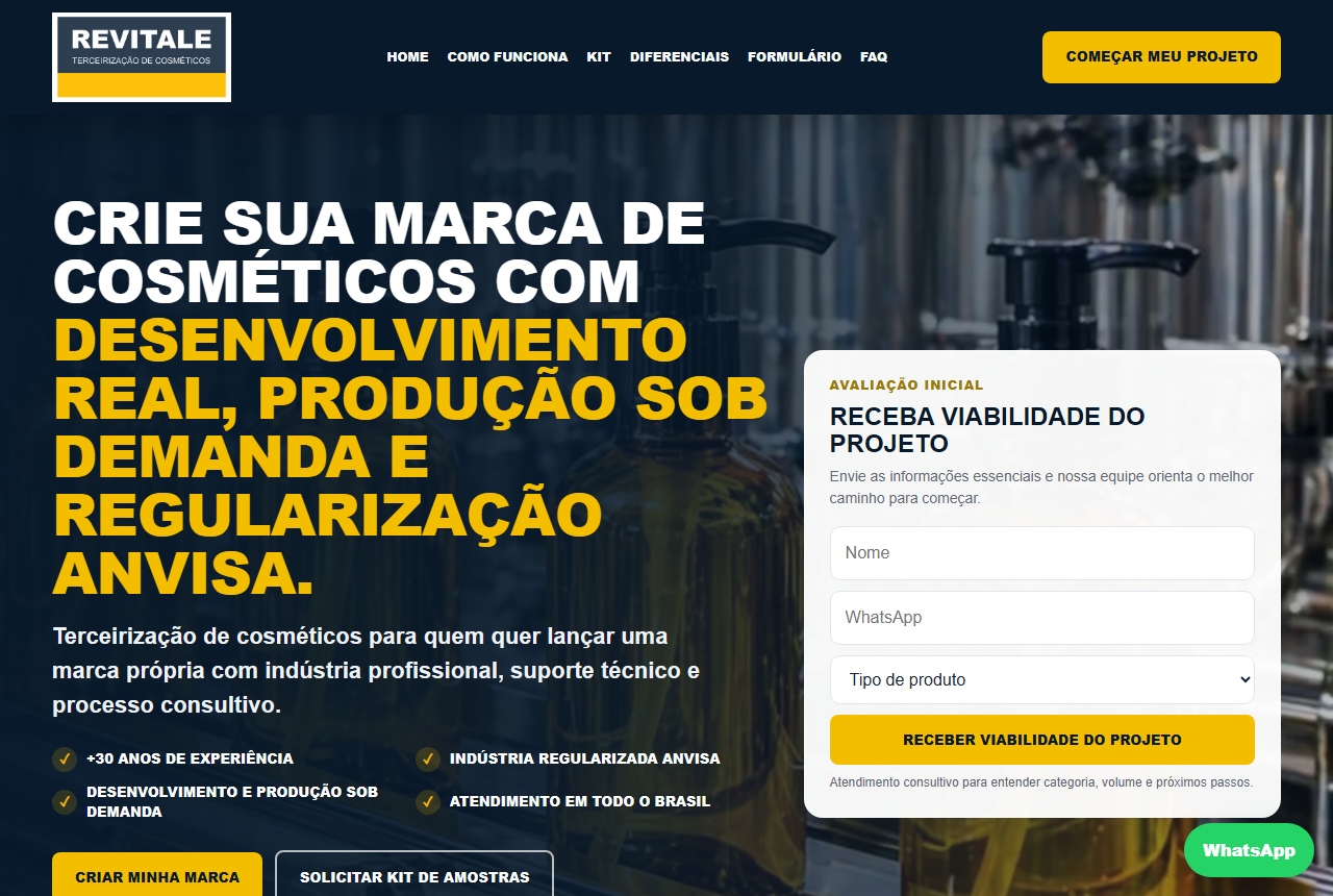 Revitale Cosmeticos official website homepage