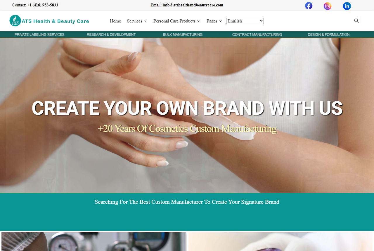 ATS Health and Beauty Care official website homepage