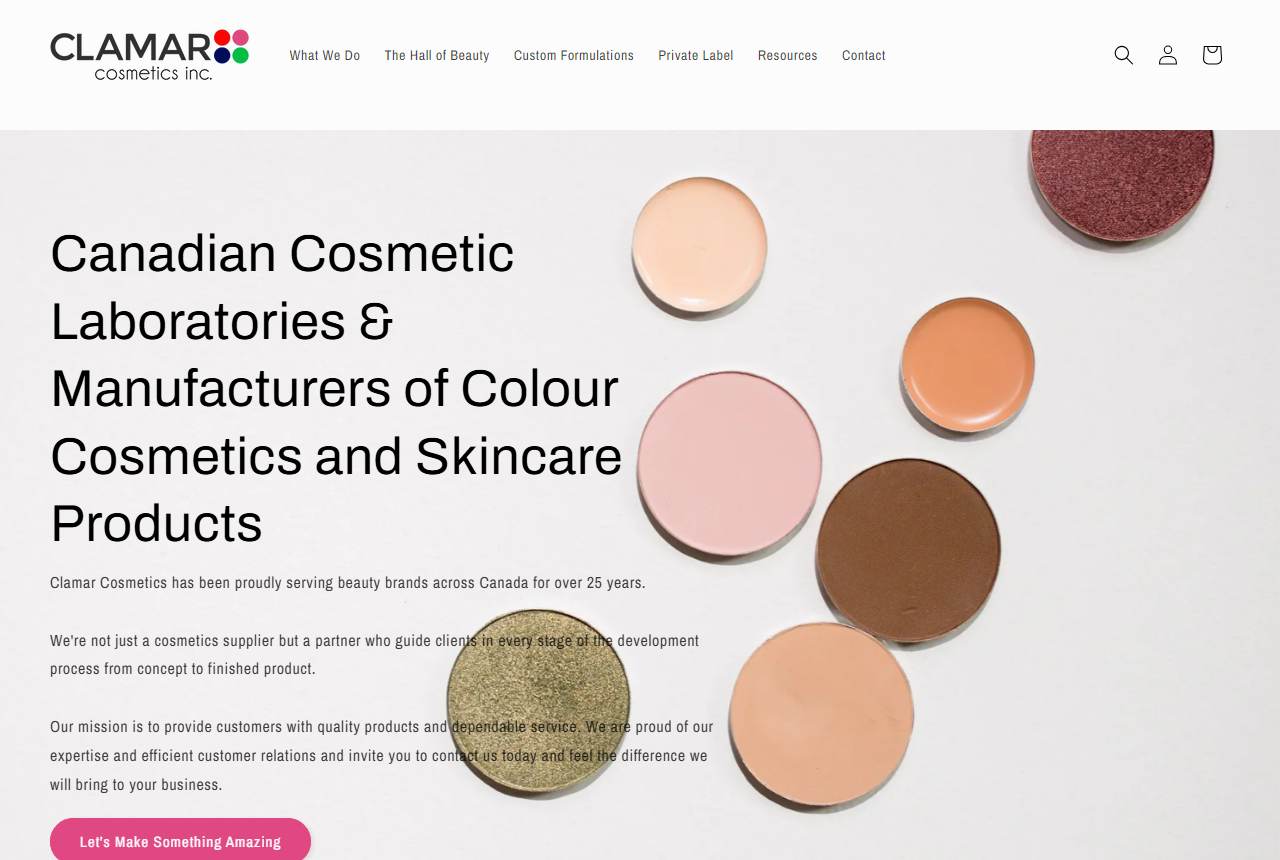 Clamar Cosmetics official website homepage