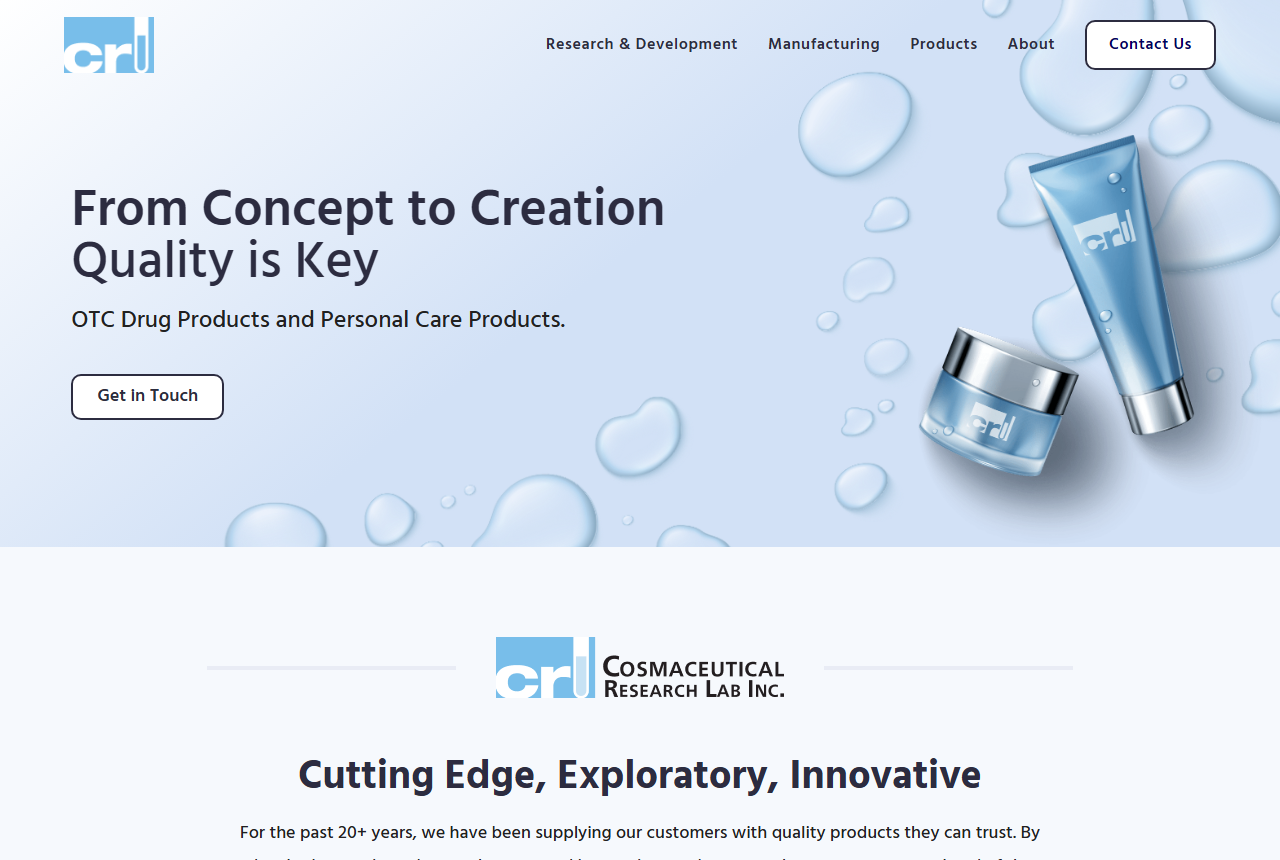 Cosmaceutical Research Lab official website homepage