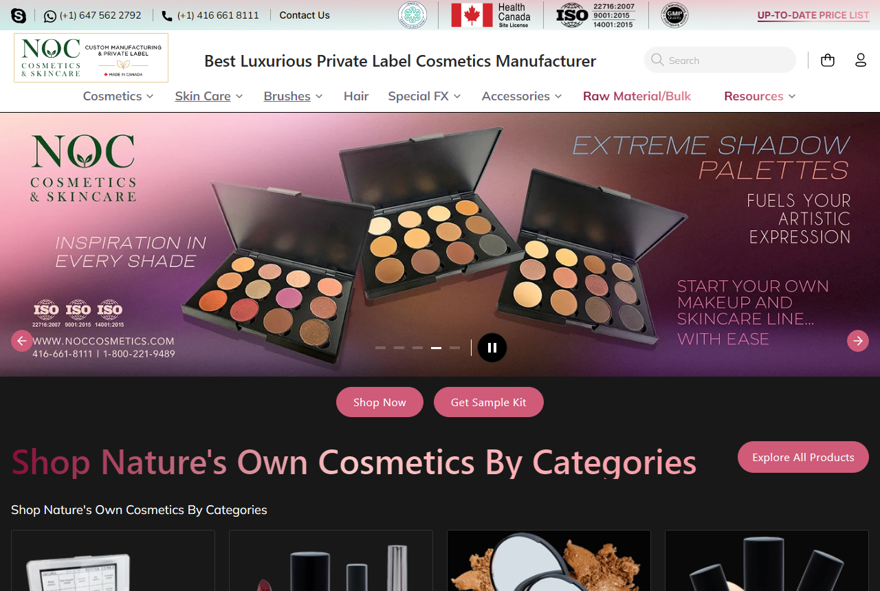 Nature's Own Cosmetics official website homepage