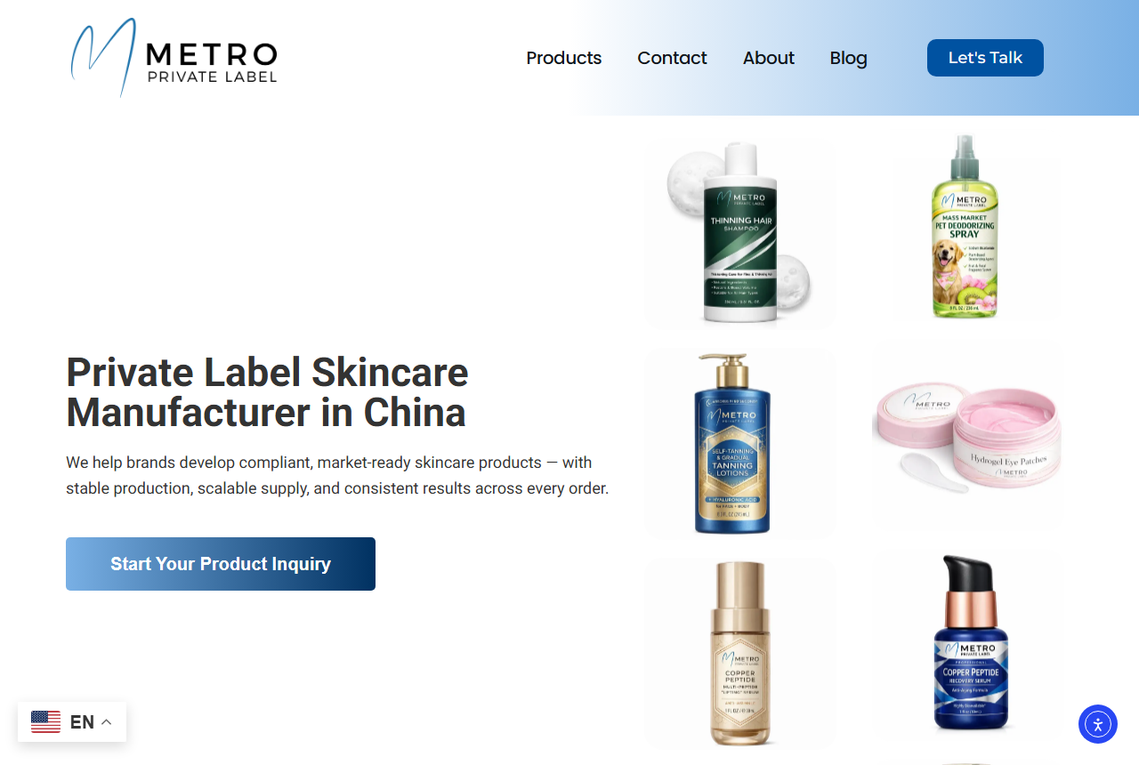 Metro Private Label official website screenshot
