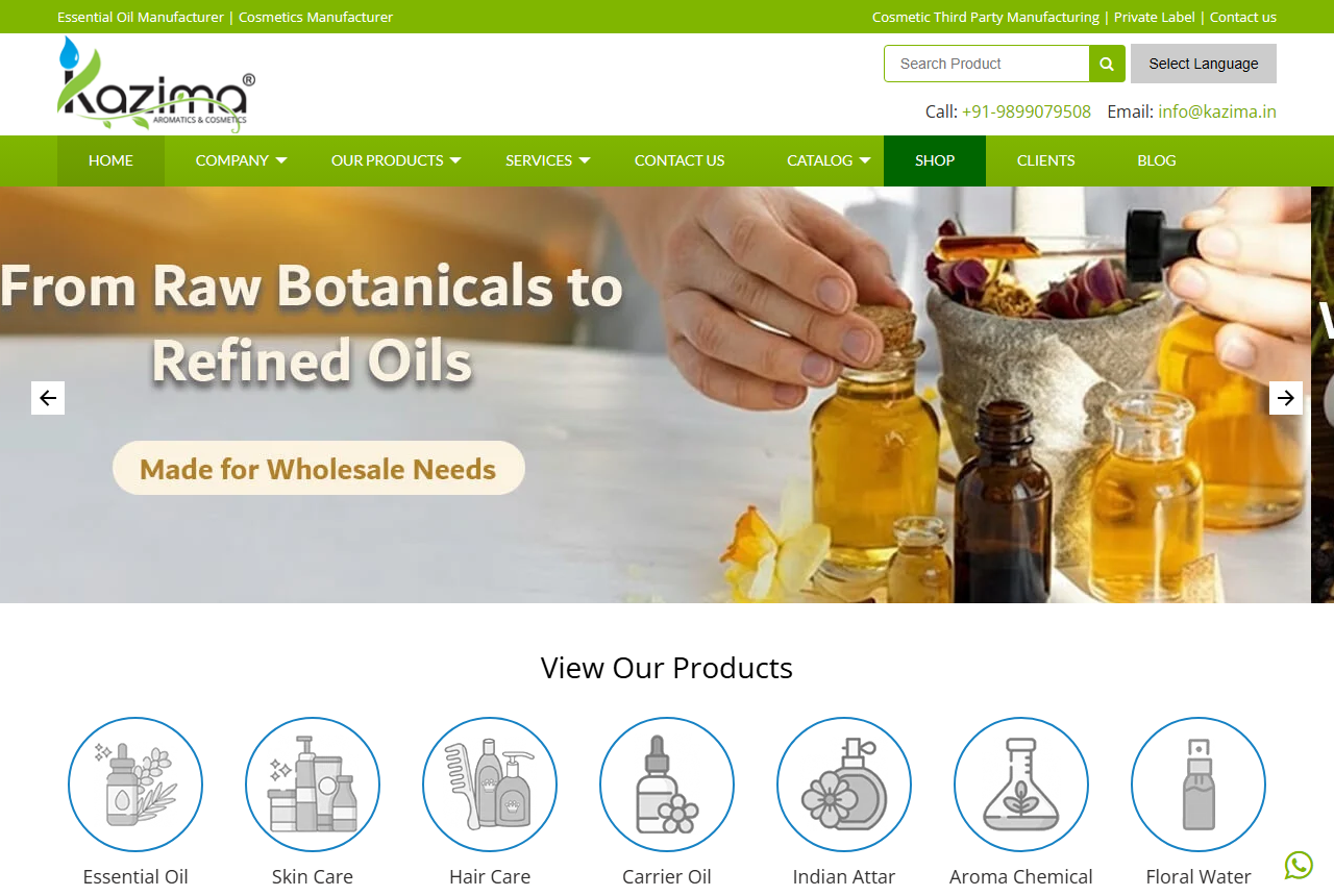 Kazima Cosmetics official website screenshot