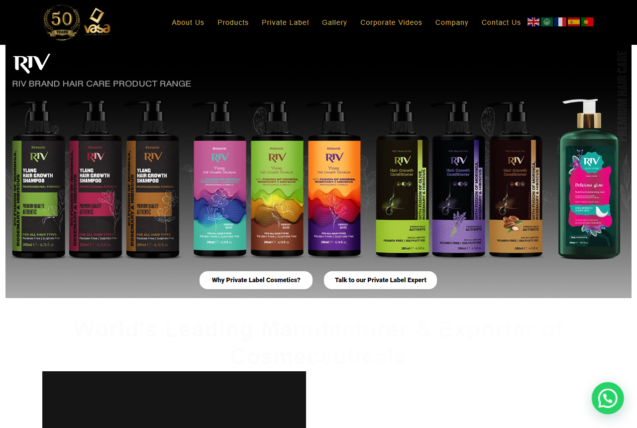 Vasa Cosmetics (RIV) official website screenshot