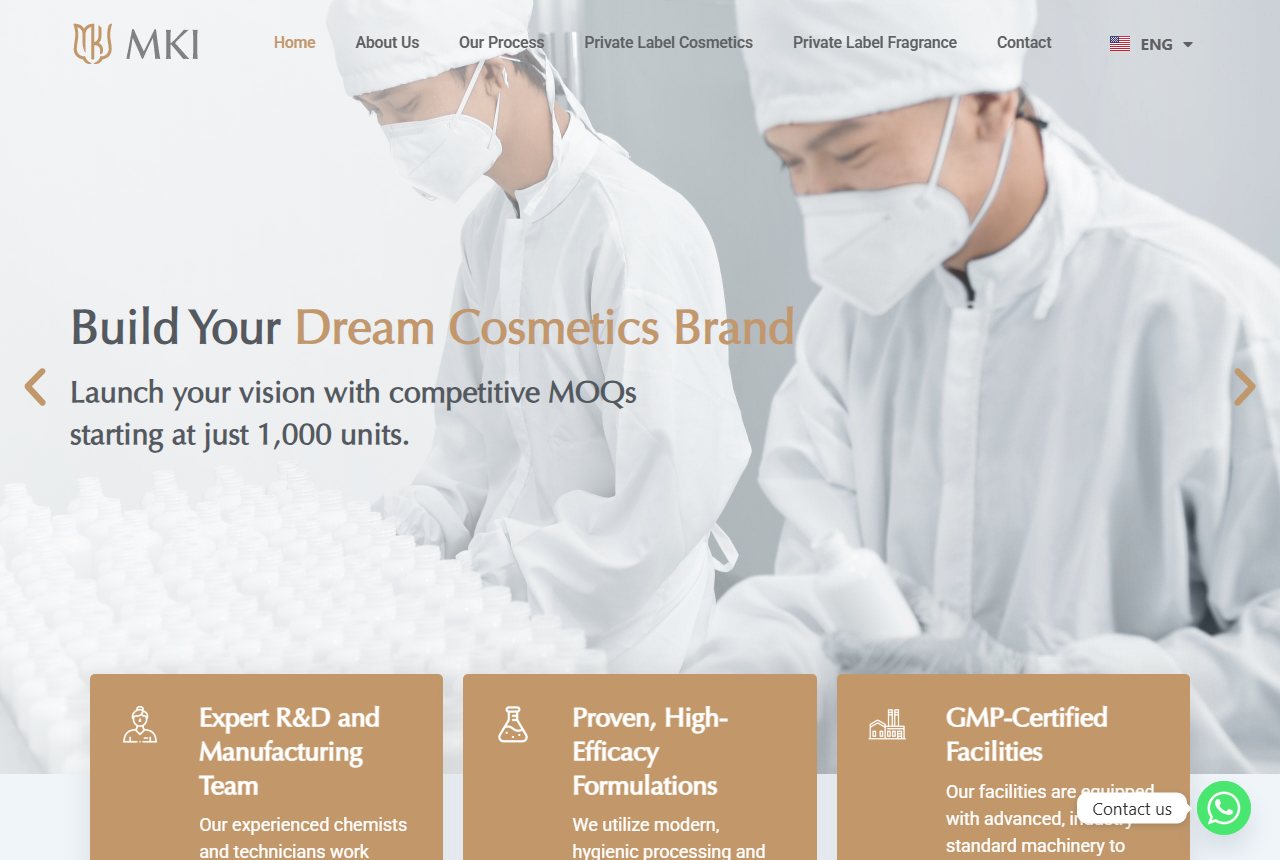 Maklon Kosmetik Indonesia (MKI) official website screenshot