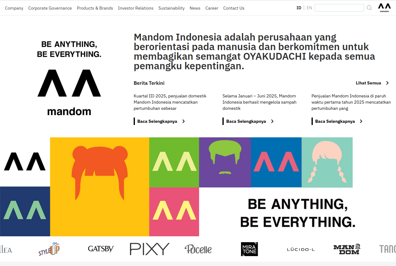 Mandom Indonesia official website screenshot