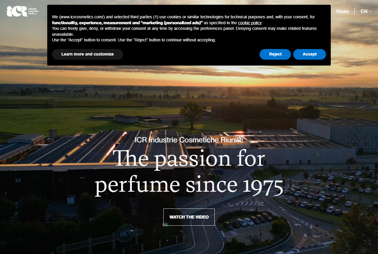 ICR – Industrie Cosmetiche Riunite official website screenshot
