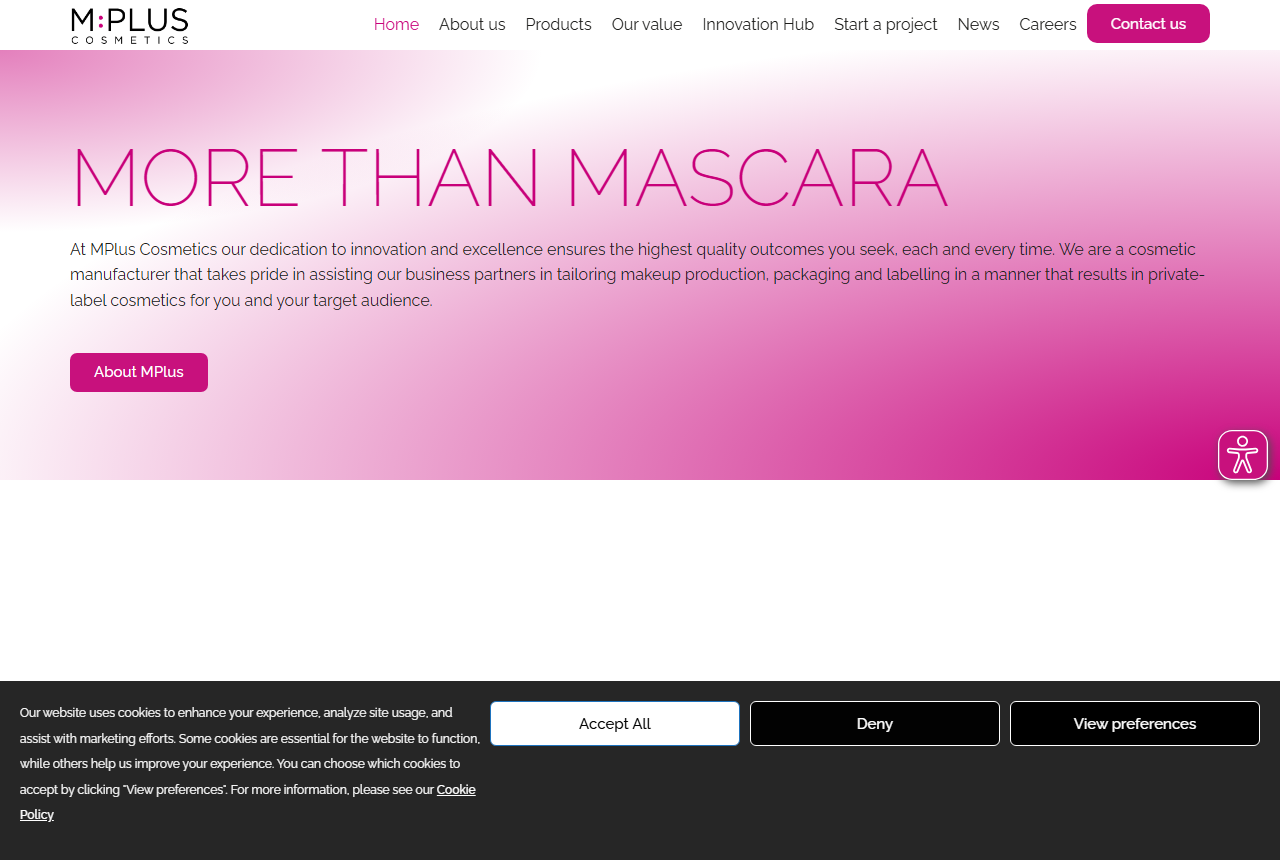 M:Plus Cosmetics official website screenshot