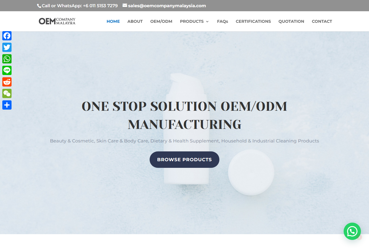 OEM Company Malaysia official website screenshot