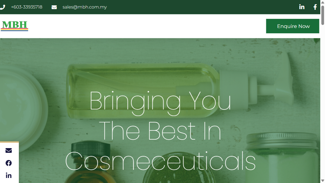 MBH Cosmeceutical Sdn. Bhd. official website screenshot