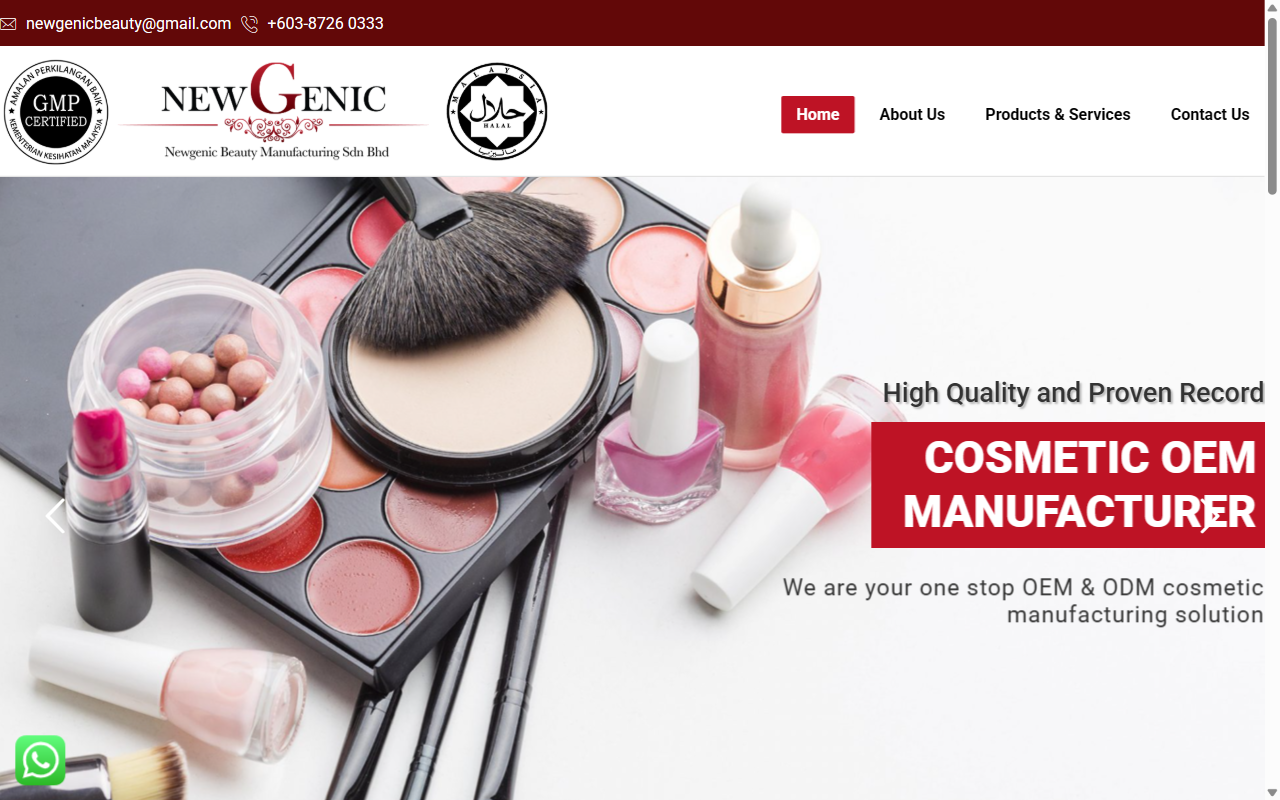 Newgenic Beauty Manufacturing Sdn. Bhd. official website homepage