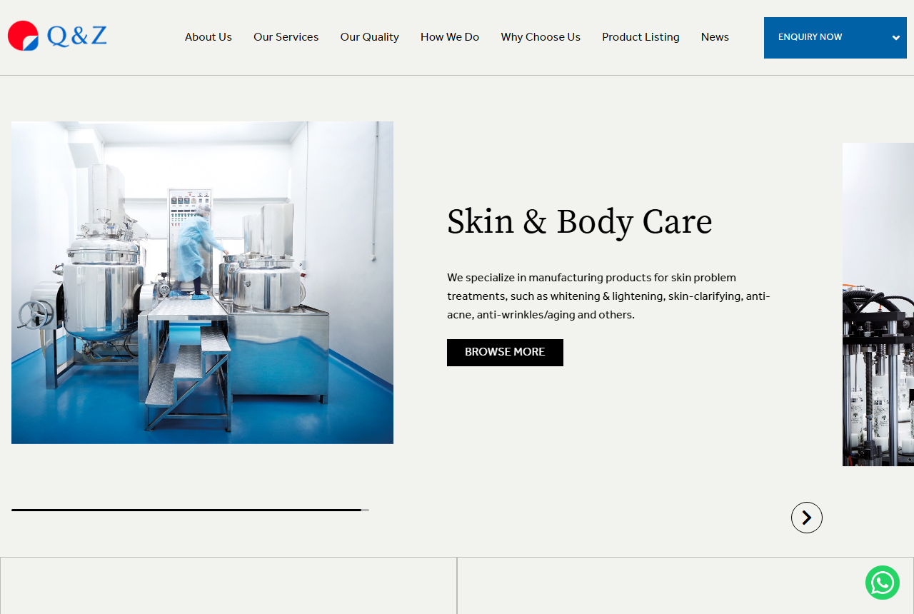 Q and Z Cosmetics Manufacturing Sdn. Bhd. official website screenshot
