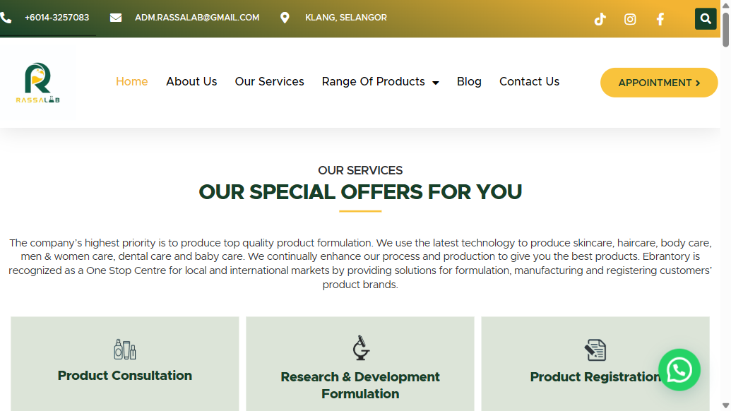 Rassalab Global Sdn. Bhd. official website screenshot