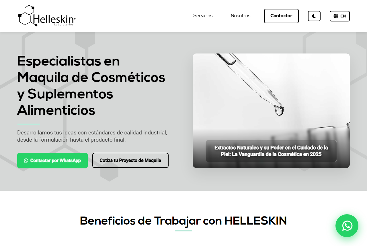 Helleskin Laboratorios homepage screenshot