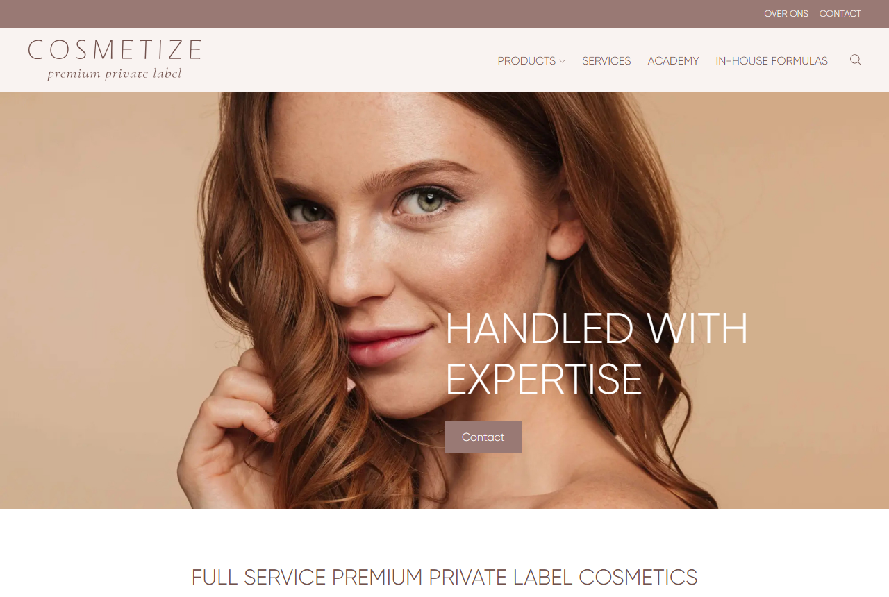 Cosmetize private label cosmetics manufacturer website, Harderwijk, Netherlands