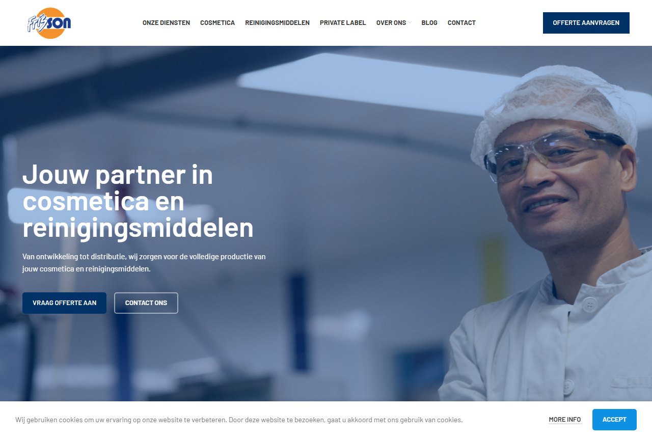 Frisson private label cosmetics manufacturer website, Dronten, Netherlands