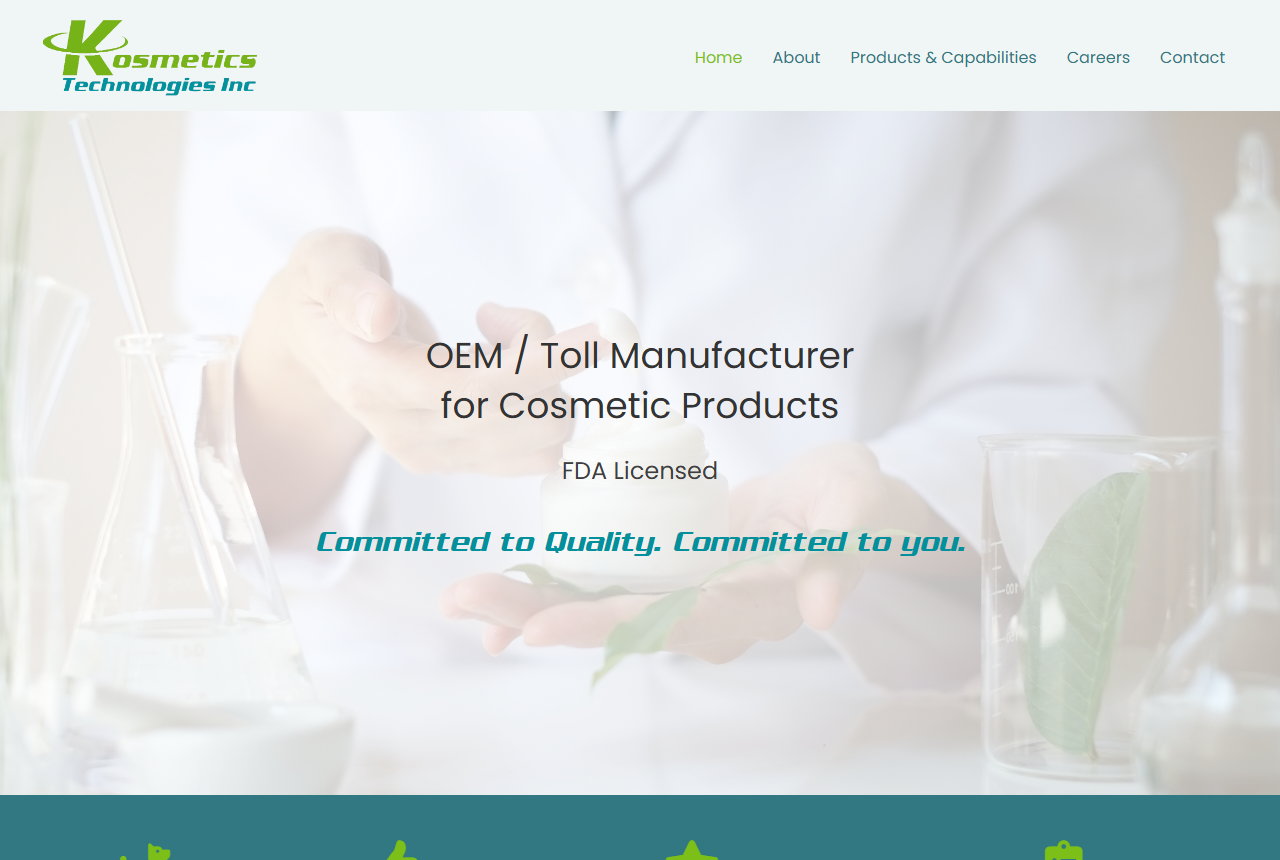 Kosmetics Technologies OEM toll manufacturer website homepage