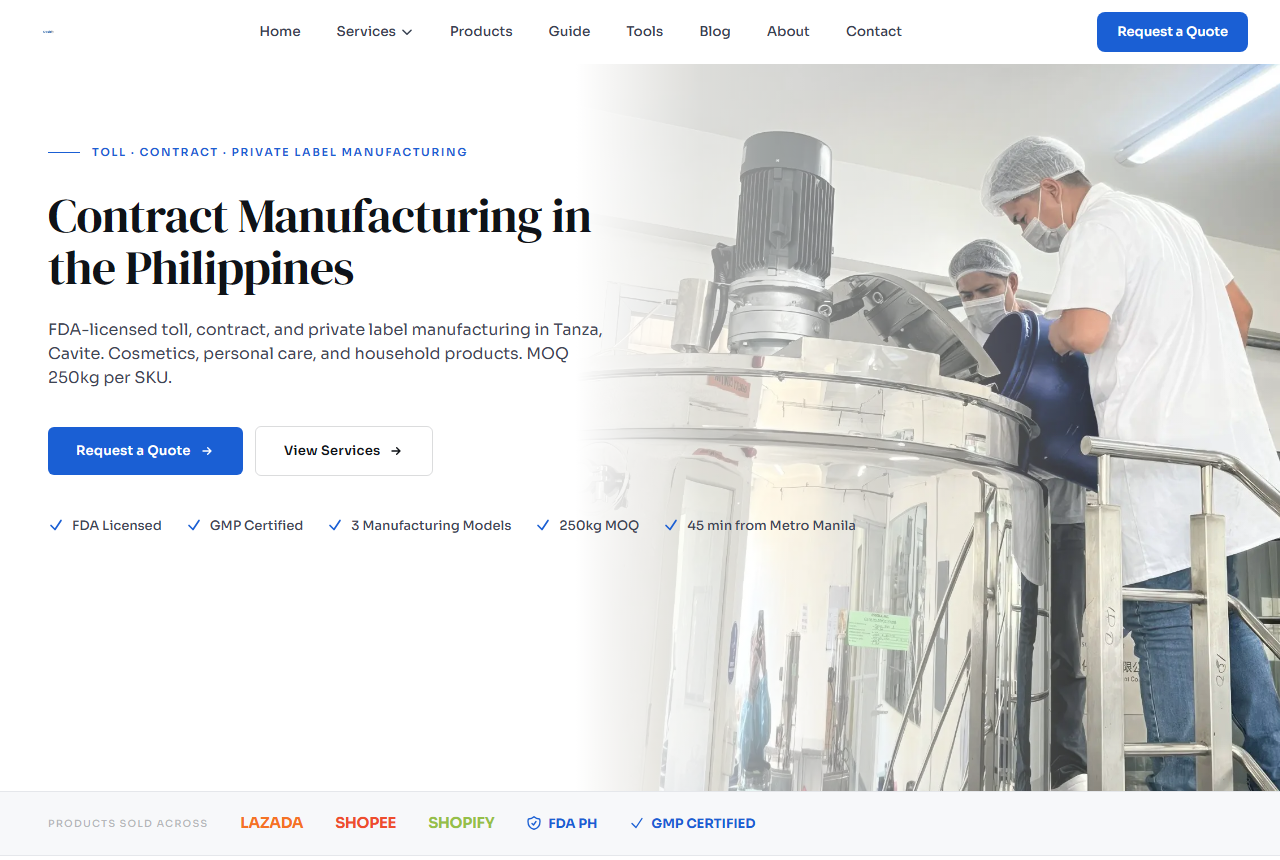 Orsolab contract manufacturing in the Philippines website homepage