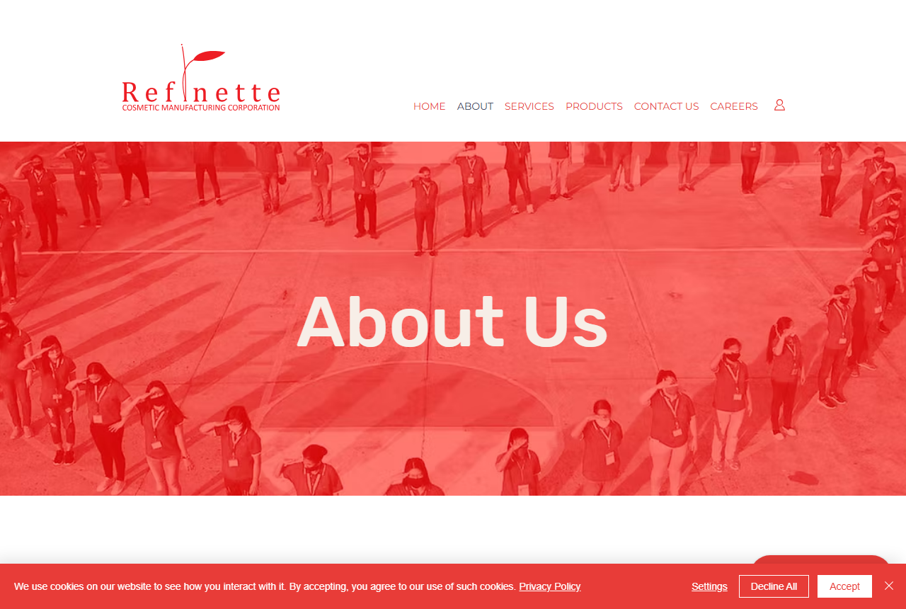 Refinette Cosmetic Manufacturing Corporation website about page