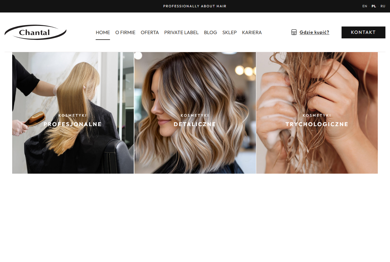 Chantal website homepage