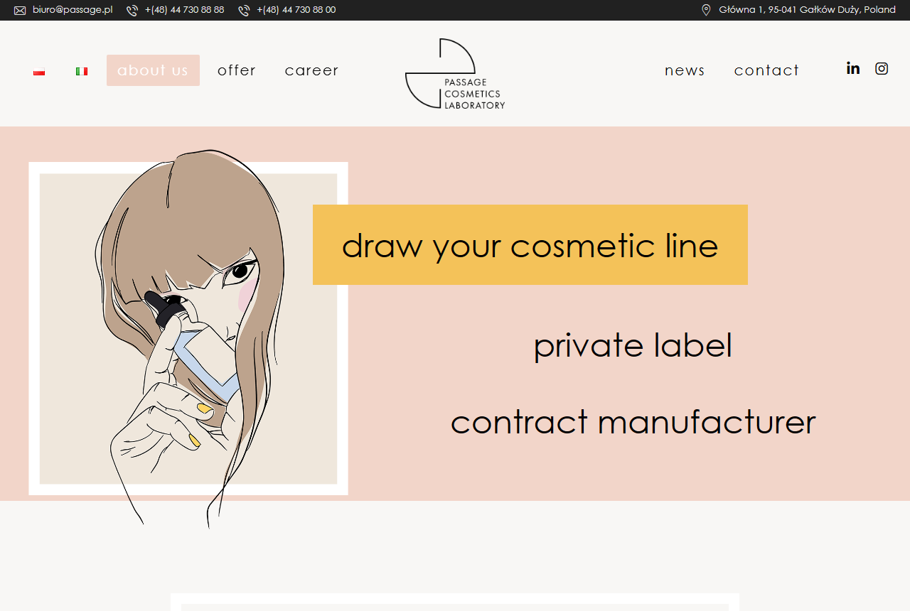 Passage Cosmetics Laboratory website homepage