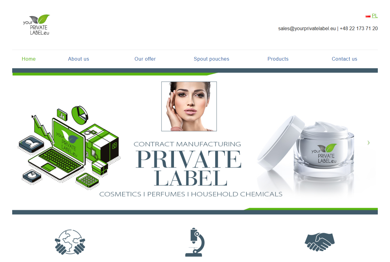 Your Private Label cosmetics factory website homepage