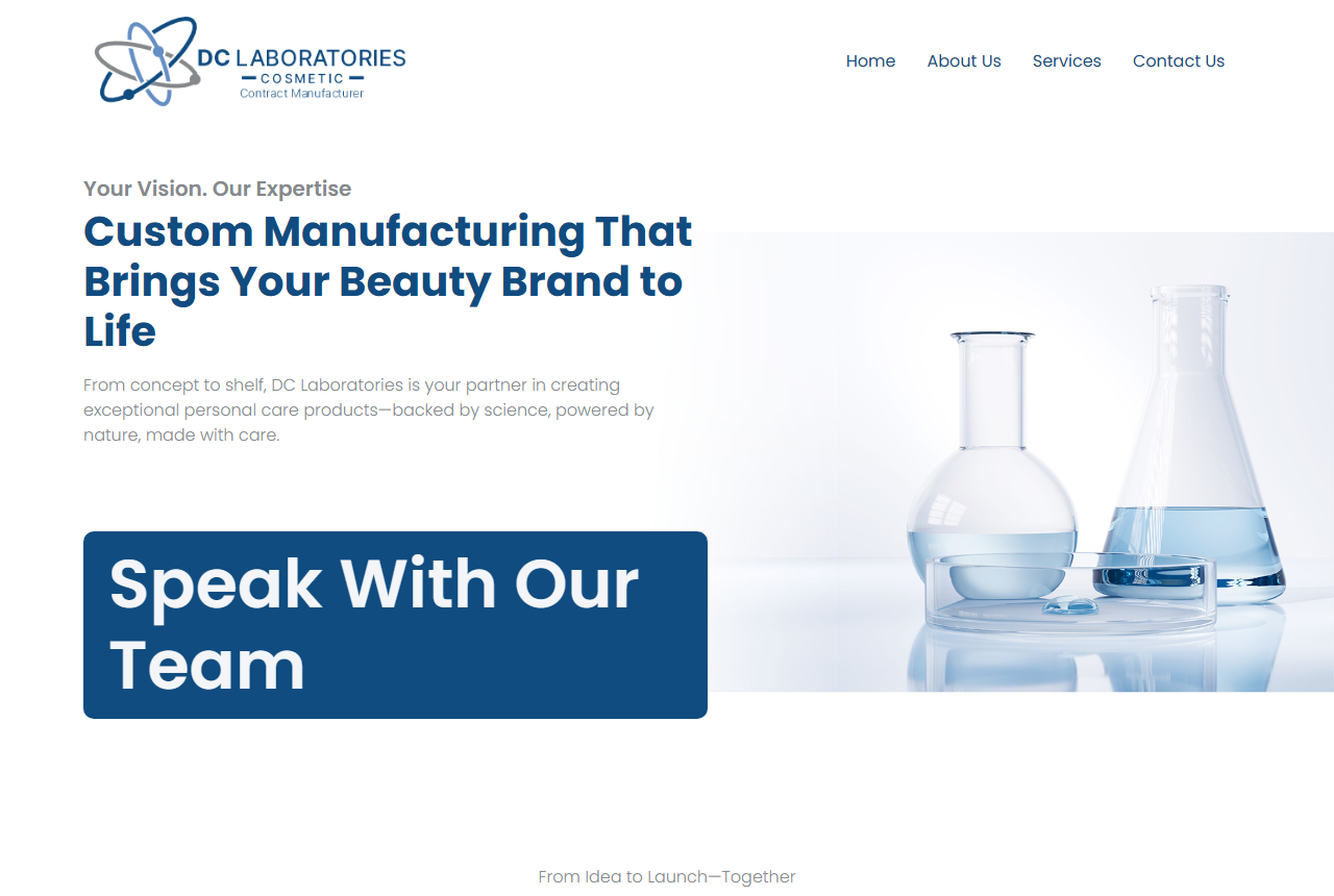 DC Laboratories cosmetic contract manufacturer website homepage