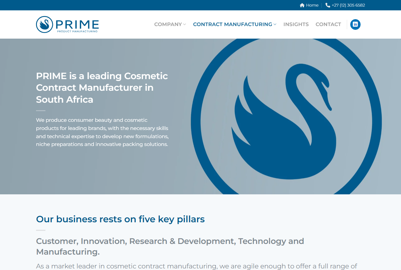 Prime Product Manufacturing cosmetic contract manufacturer page