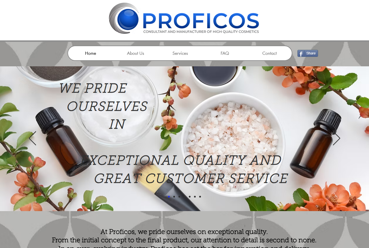 Proficos cosmetics manufacturer website homepage