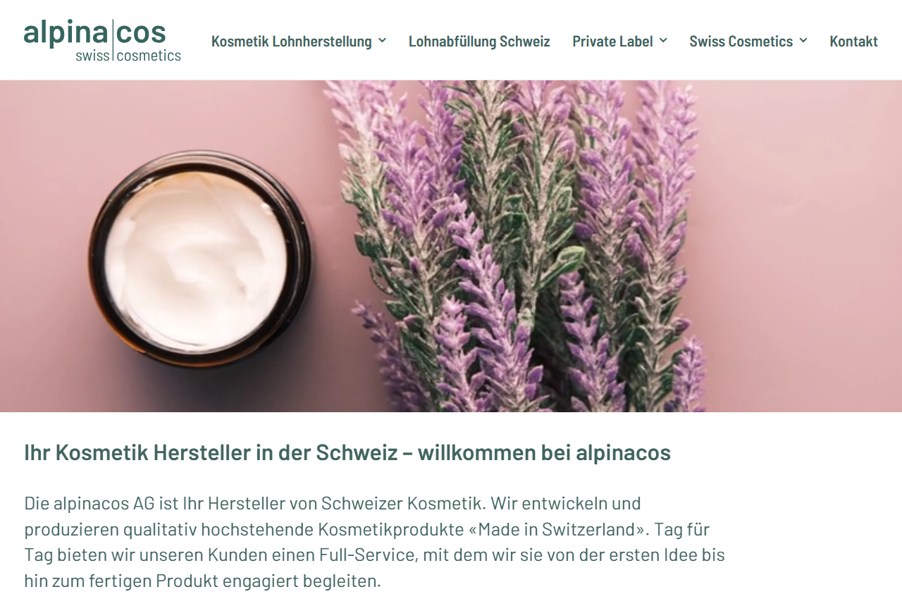 alpinacos AG website homepage