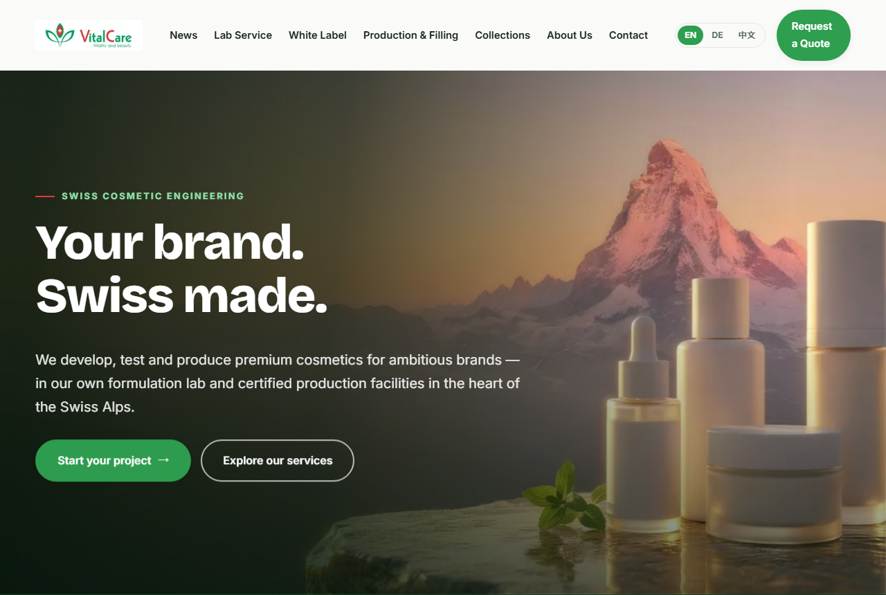 Swiss VitalCare website homepage