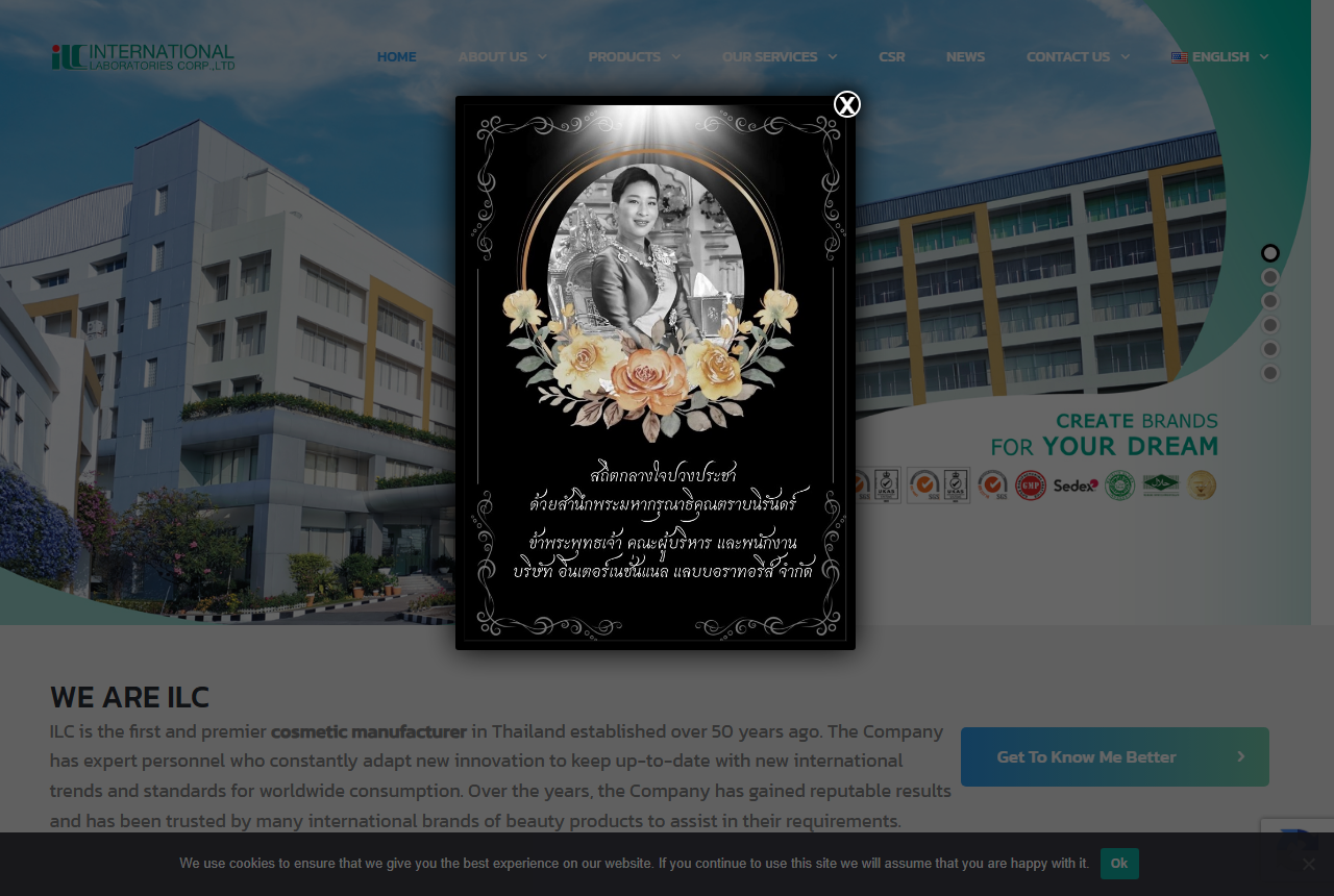 International Laboratories Corp. (ILC) official website screenshot
