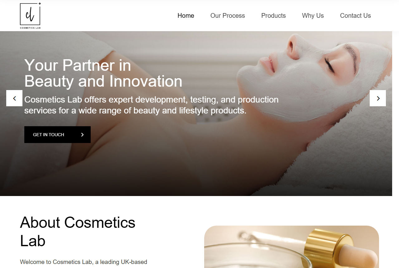 Cosmetics Lab official website screenshot