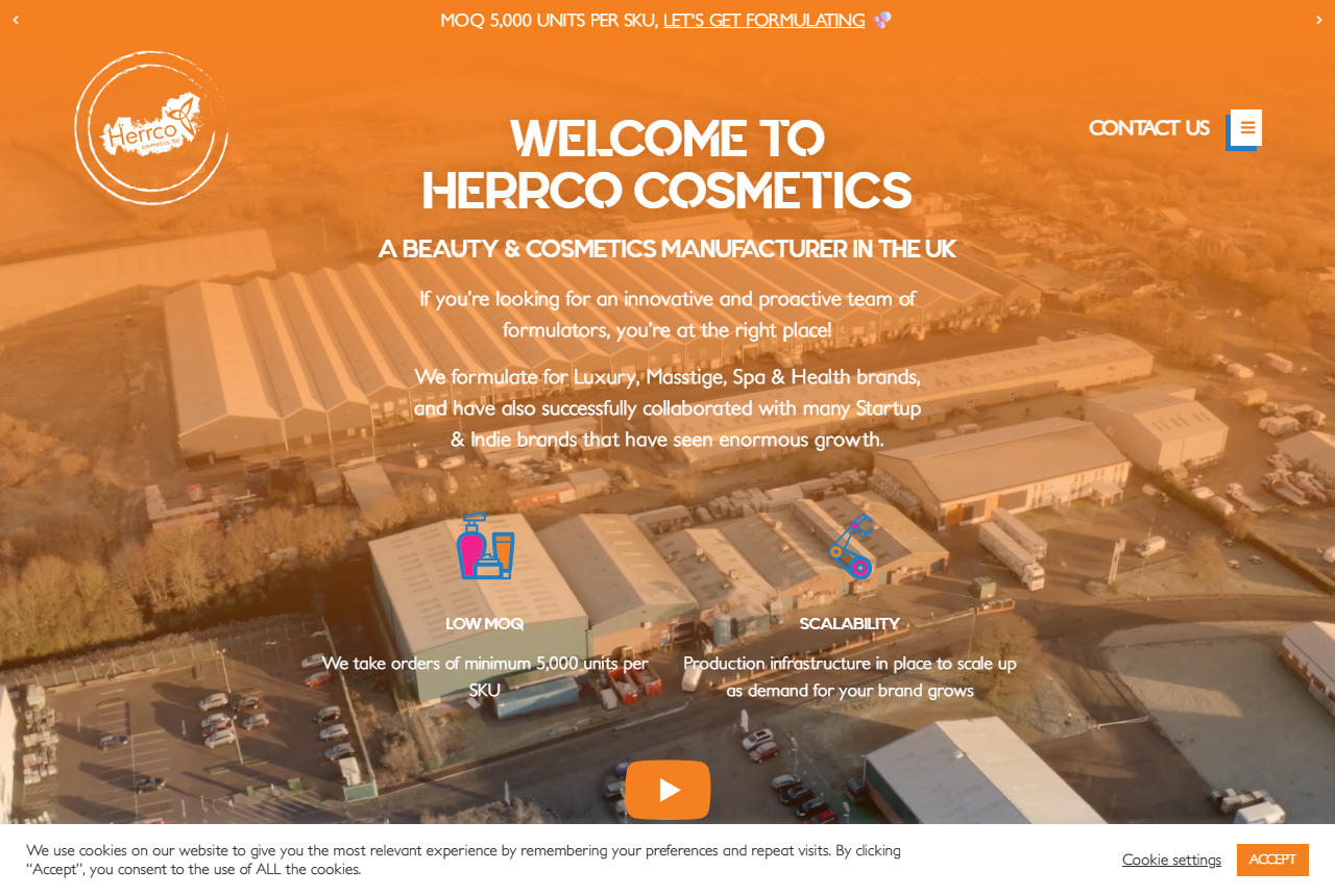 Herrco Cosmetics official website screenshot