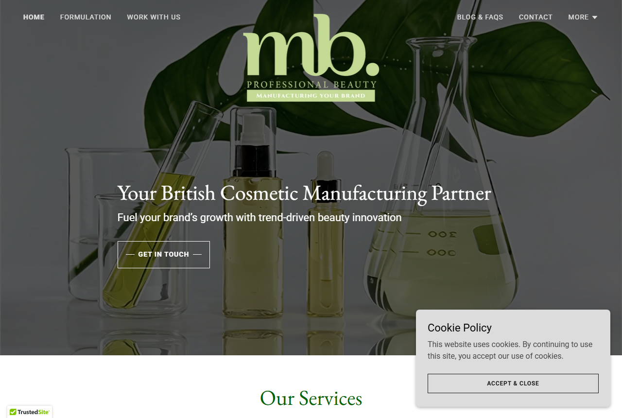 MB Professional Beauty official website screenshot