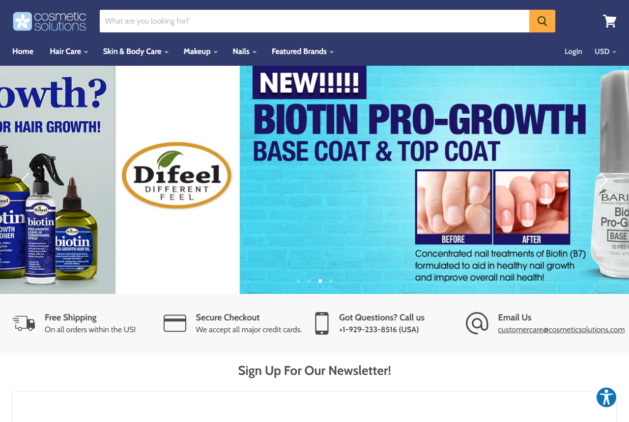 Cosmetic Solutions official website screenshot