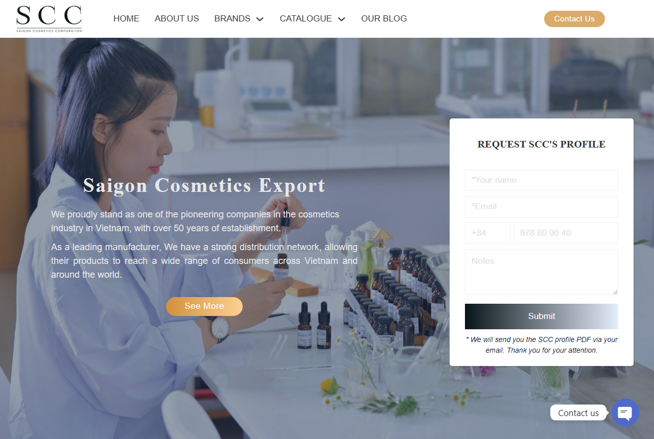 Saigon Cosmetics Corporation (SCC) official website screenshot