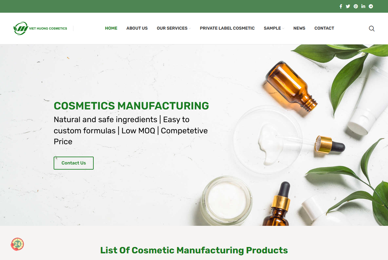 Viet Huong Cosmetics official website screenshot