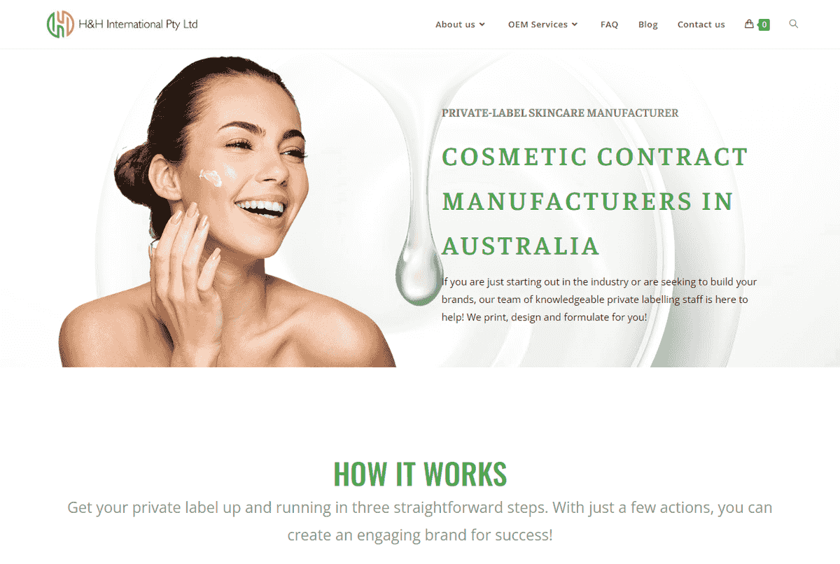 HandH Australia official website screenshot