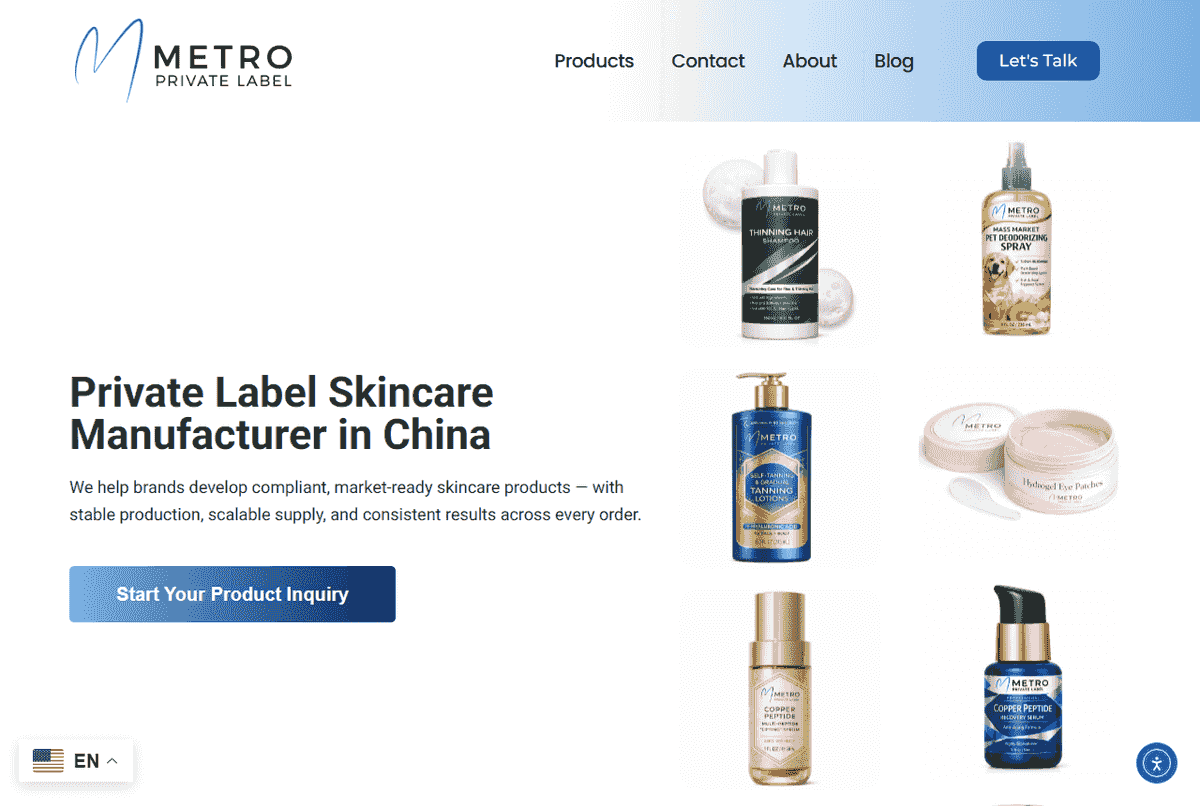 Metro Private Label official website screenshot