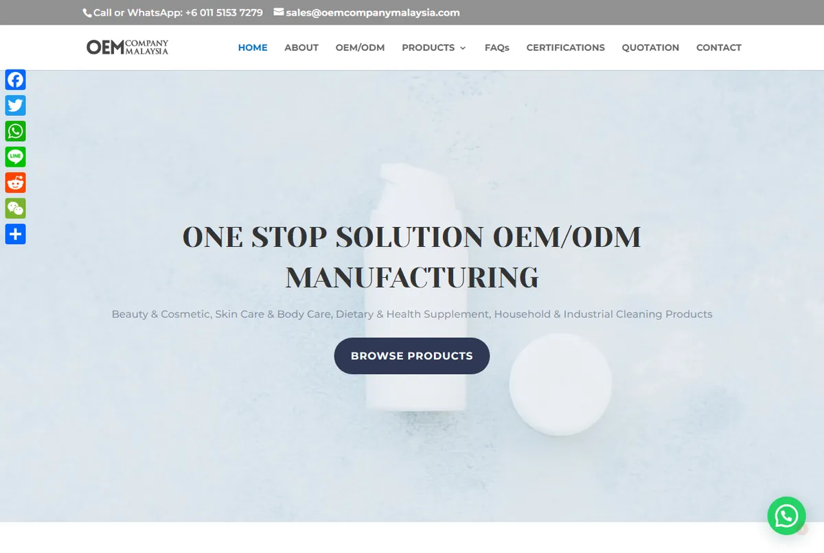 OEM Company Malaysia official website screenshot