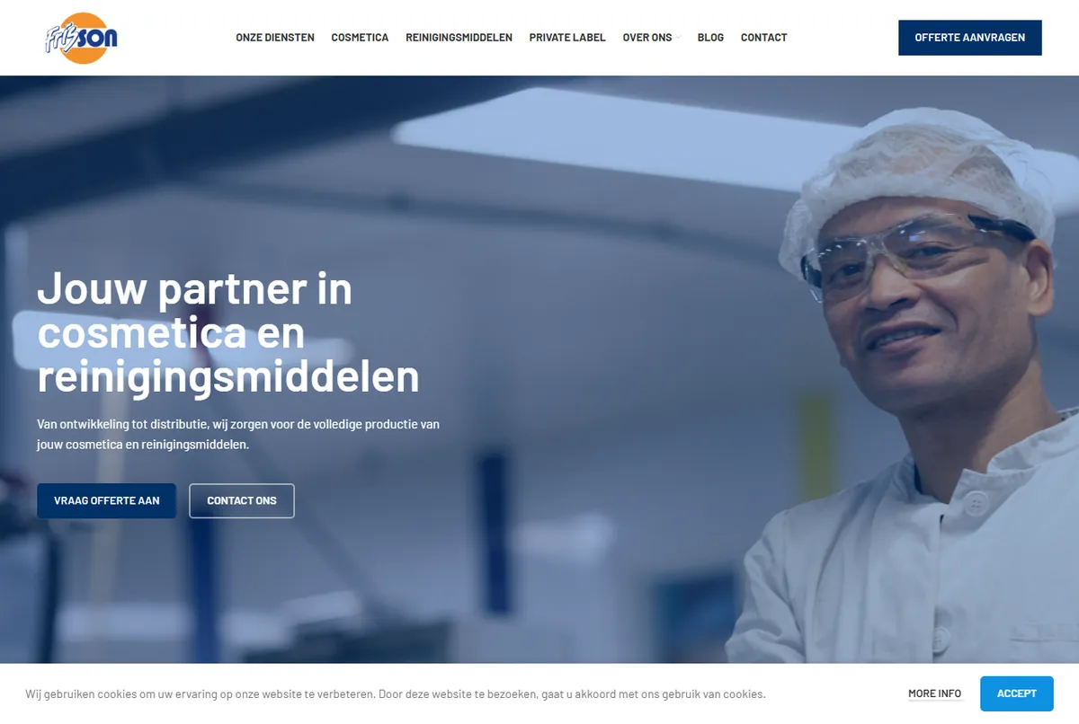 Frisson private label cosmetics manufacturer website, Dronten, Netherlands