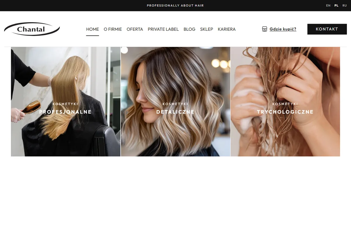 Chantal website homepage