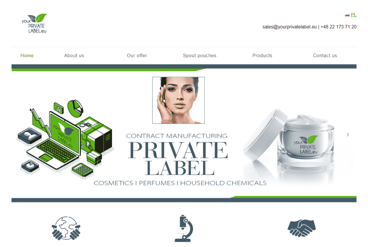 Your Private Label cosmetics factory website homepage