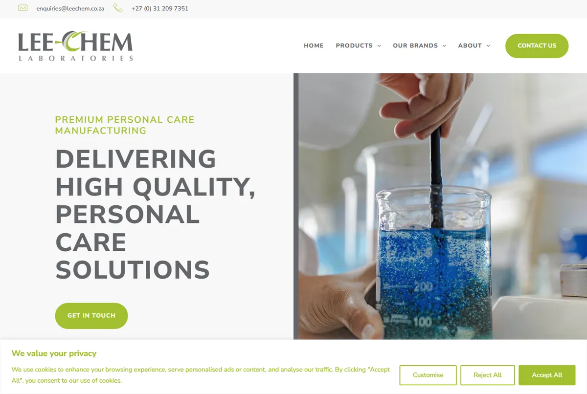 Lee-Chem Laboratories website homepage